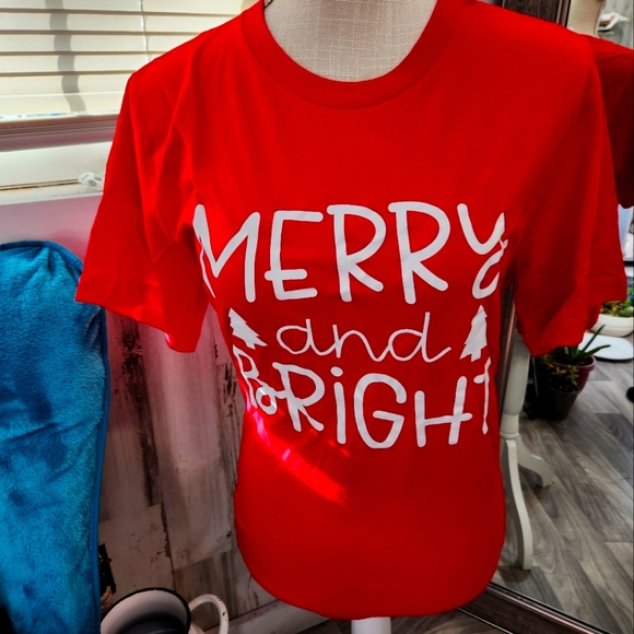 Merry and Bright Red Christmas Shirt - Picture 1 of 2